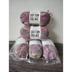 Premier Cotton Collage Sunshine Multi Yarn Lot of 5 Merino Cotton Sock Fingering